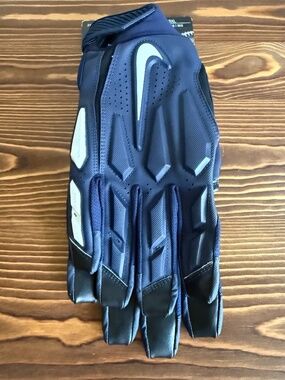 NIKE D-TACK 6.0 DEMOLITION ADULT LINEMAN PADDED FOOTBALL GLOVES NAVY 3XL
